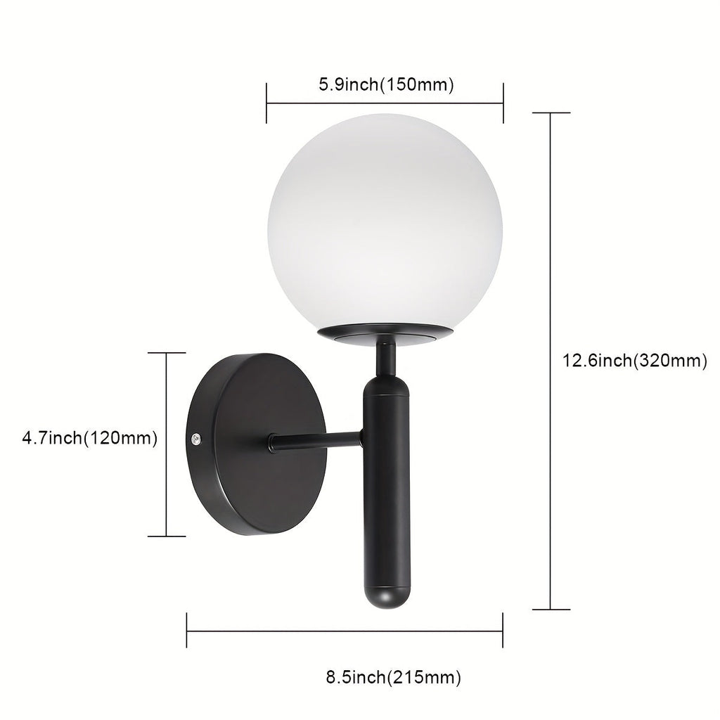 Modern Glass Globe Wall Sconce With Polished Metal Mounting | Temsk