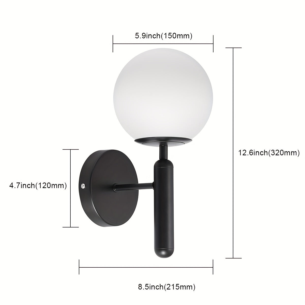 Modern Glass Globe Wall Sconce With Polished Metal Mounting | Temsk