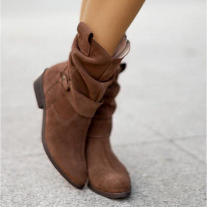 Elara Low Heel Ankle Boots With Suede Finish For Classic Style | Temsk