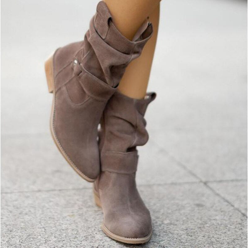 Elara Low Heel Ankle Boots With Suede Finish For Classic Style | Temsk