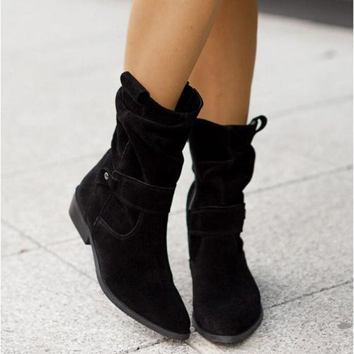 Elara Low Heel Ankle Boots In Suede Finish For Timeless Classic Style By Temsk