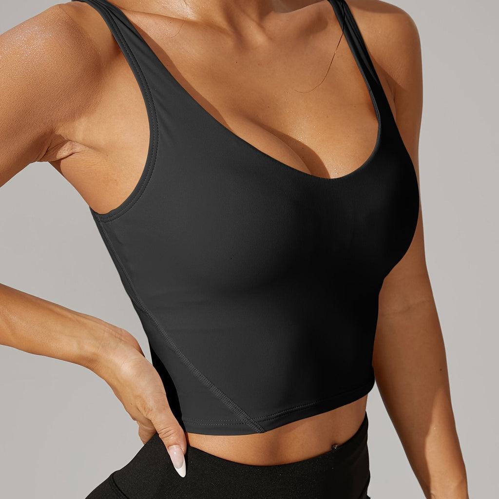 Pružný crop top s výstřihem do V a odhalenými zády pro sportovní nošení | Temsk