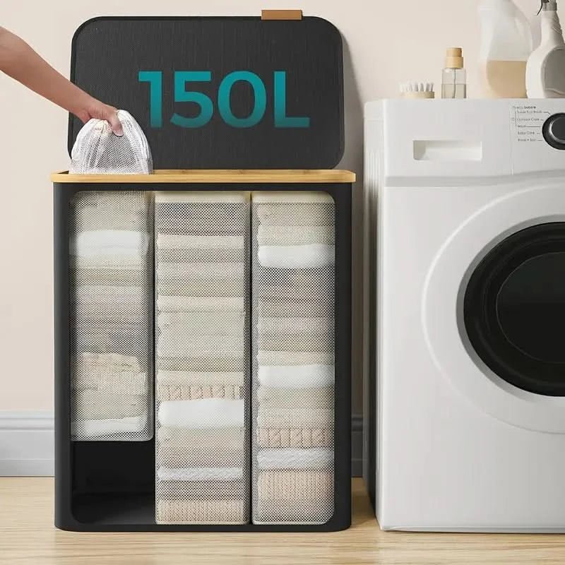 FlexiSort Cesto per Biancheria Pieghevole con Tre Scomparti per Qualsiasi Stanza | Temsk