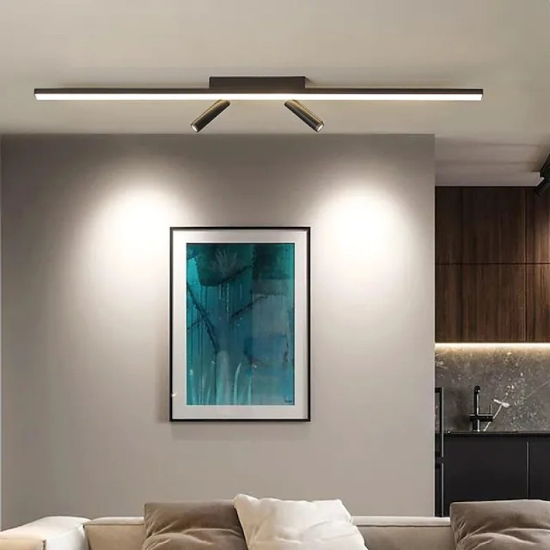 Černé lineární LED stropní světlo s nastavitelnými reflektory 80–100 cm | Temsk