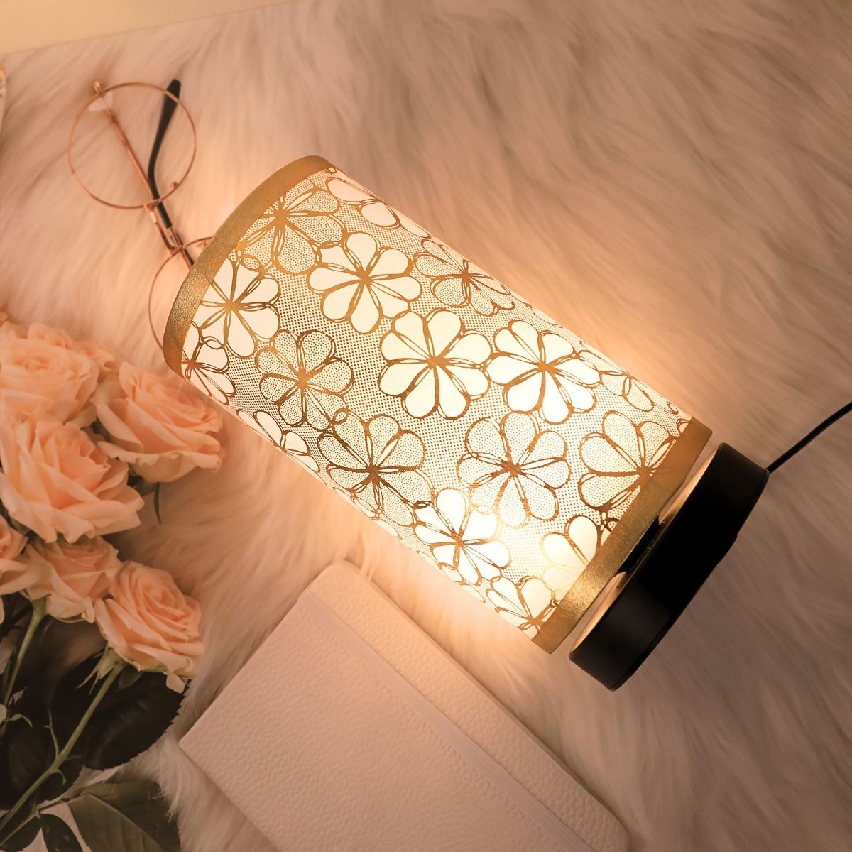 Florale USB-Tischlampe mit warmem Umgebungslicht für Wohnräume | Temsk