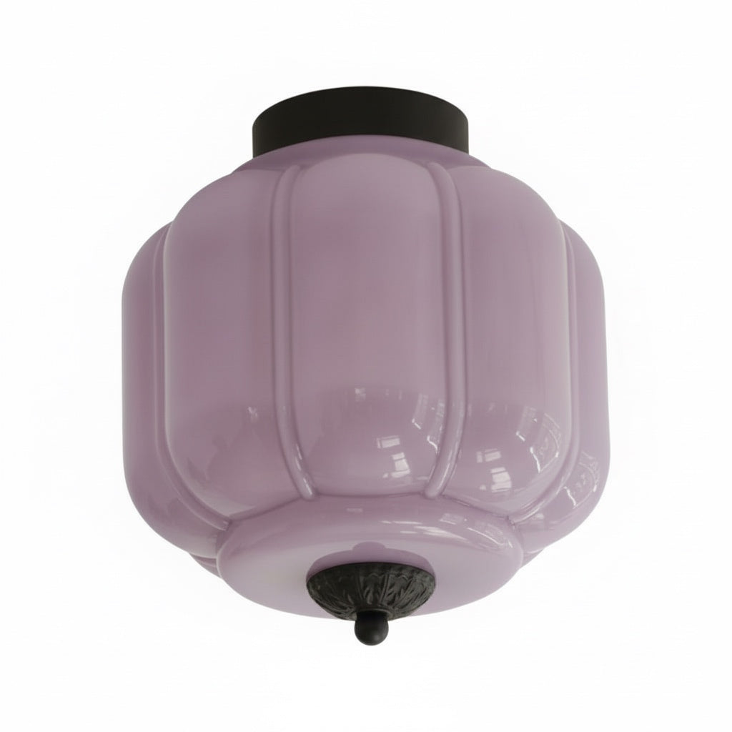 Milk Glass Ceiling Light With Glass Shade, Modern Flush Mount, Scandinavian Style | Temsk