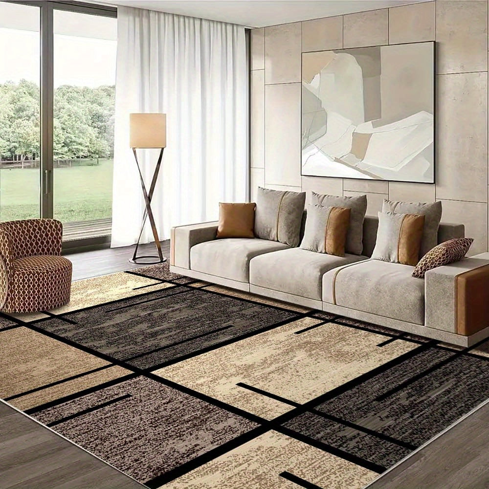 Eleganter geometrischer Teppich mit waschbarem, rutschfestem Rücken | Temsk
