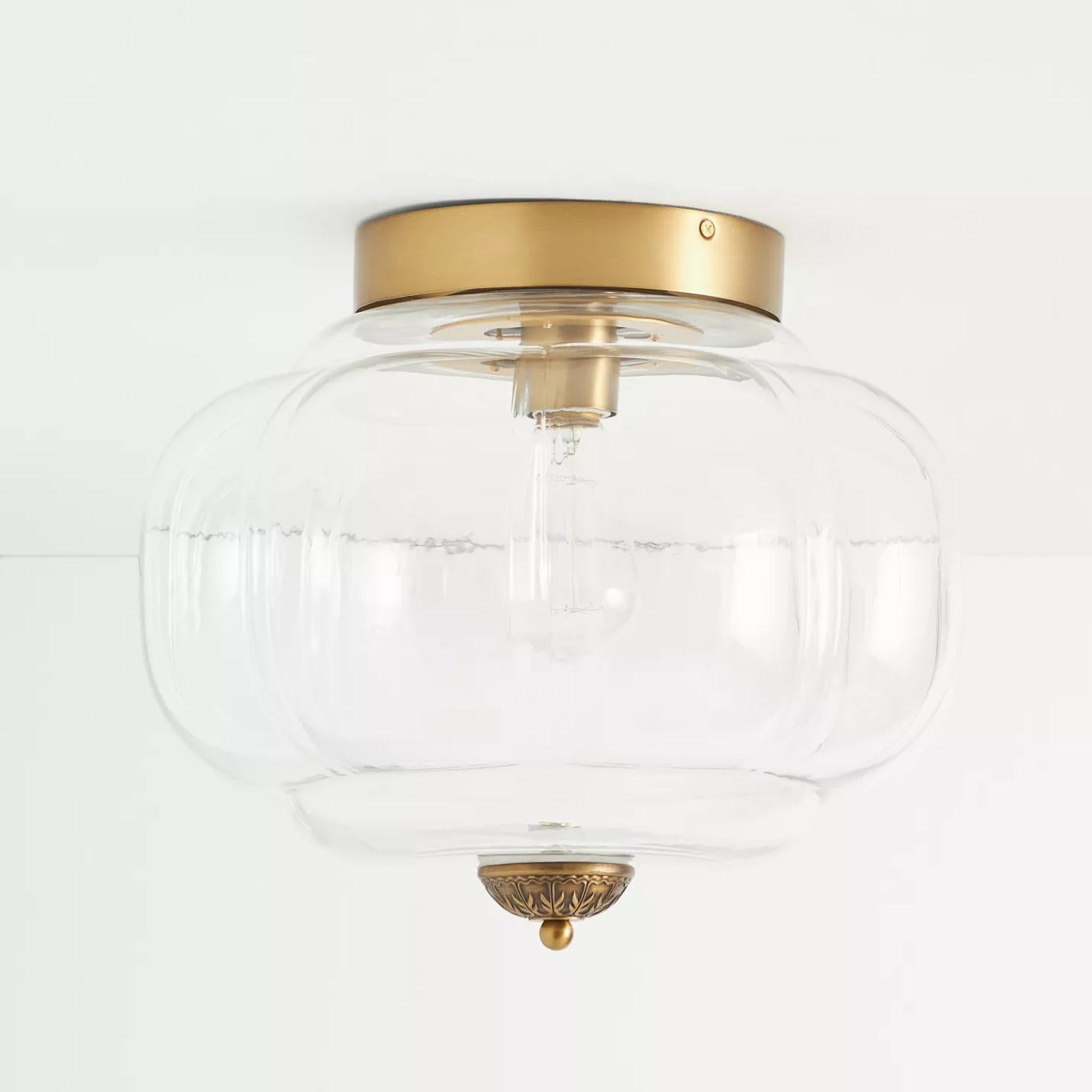 Milk Glass Ceiling Light With Glass Shade, Modern Flush Mount, Scandinavian Style | Temsk