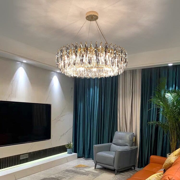 Aventis Crystal Chandelier in Bronze Finish for Hallways and Living Rooms | Temsk