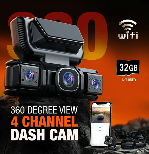 360° Dash Camera System with GPS and 4 Cameras | Temsk
