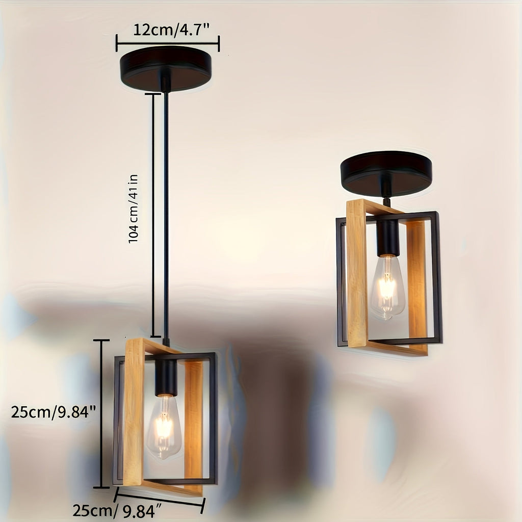 Geometrische industrielle Pendelleuchte mit Metallrahmen für moderne Wohnräume | Temsk