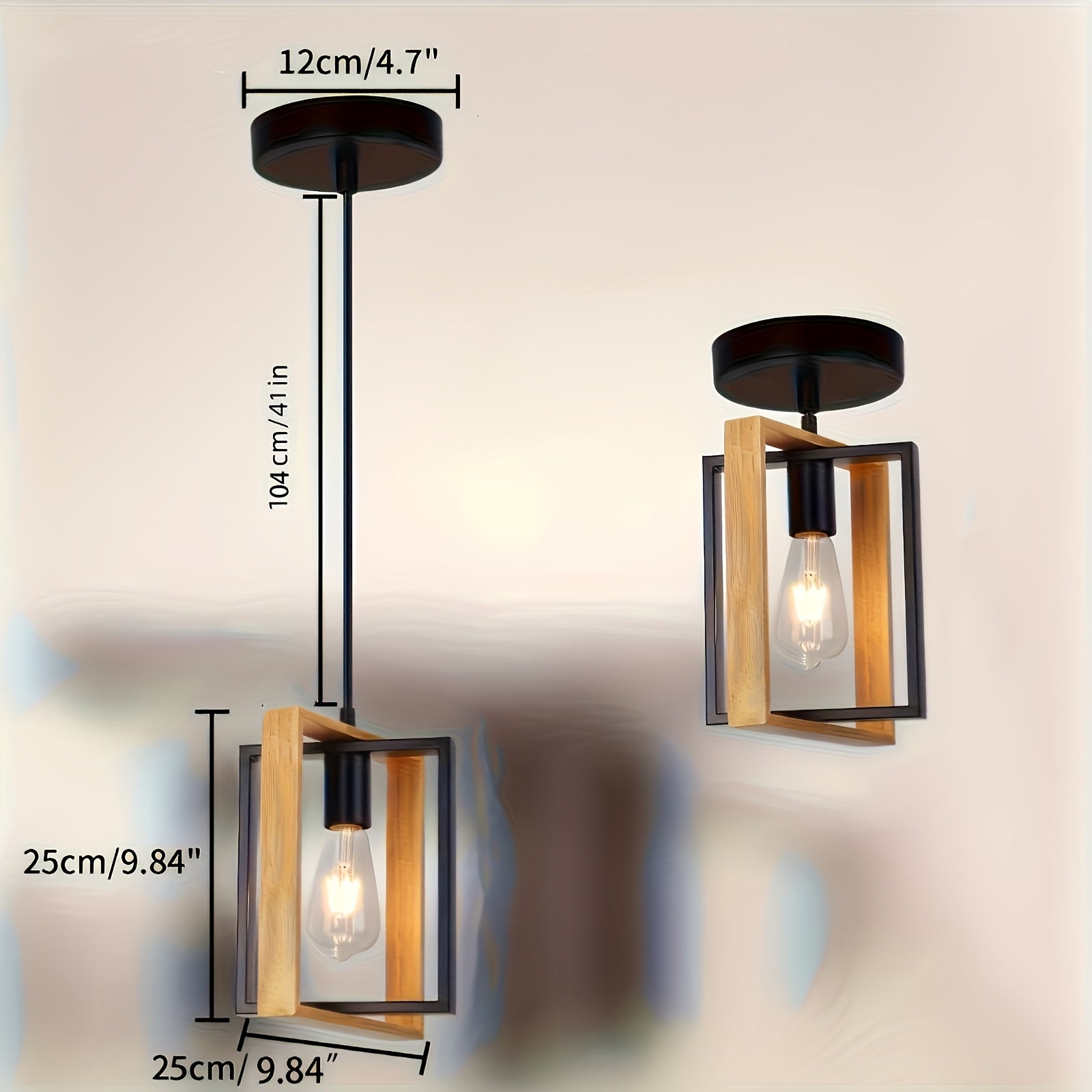Geometrische industrielle Pendelleuchte mit Metallrahmen für moderne Wohnräume | Temsk