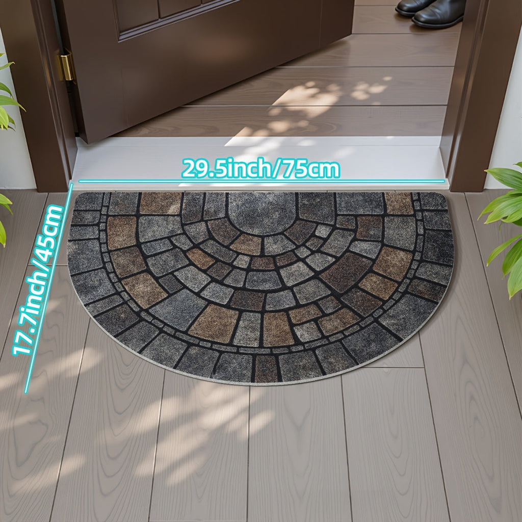 Semi-Circular Mosaic Entry Mat For Indoor And Outdoor Use | Temsk