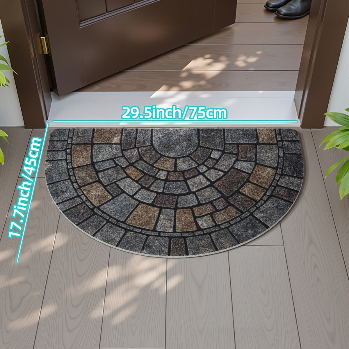 Semi-Circular Mosaic Entry Mat For Indoor And Outdoor Use | Temsk