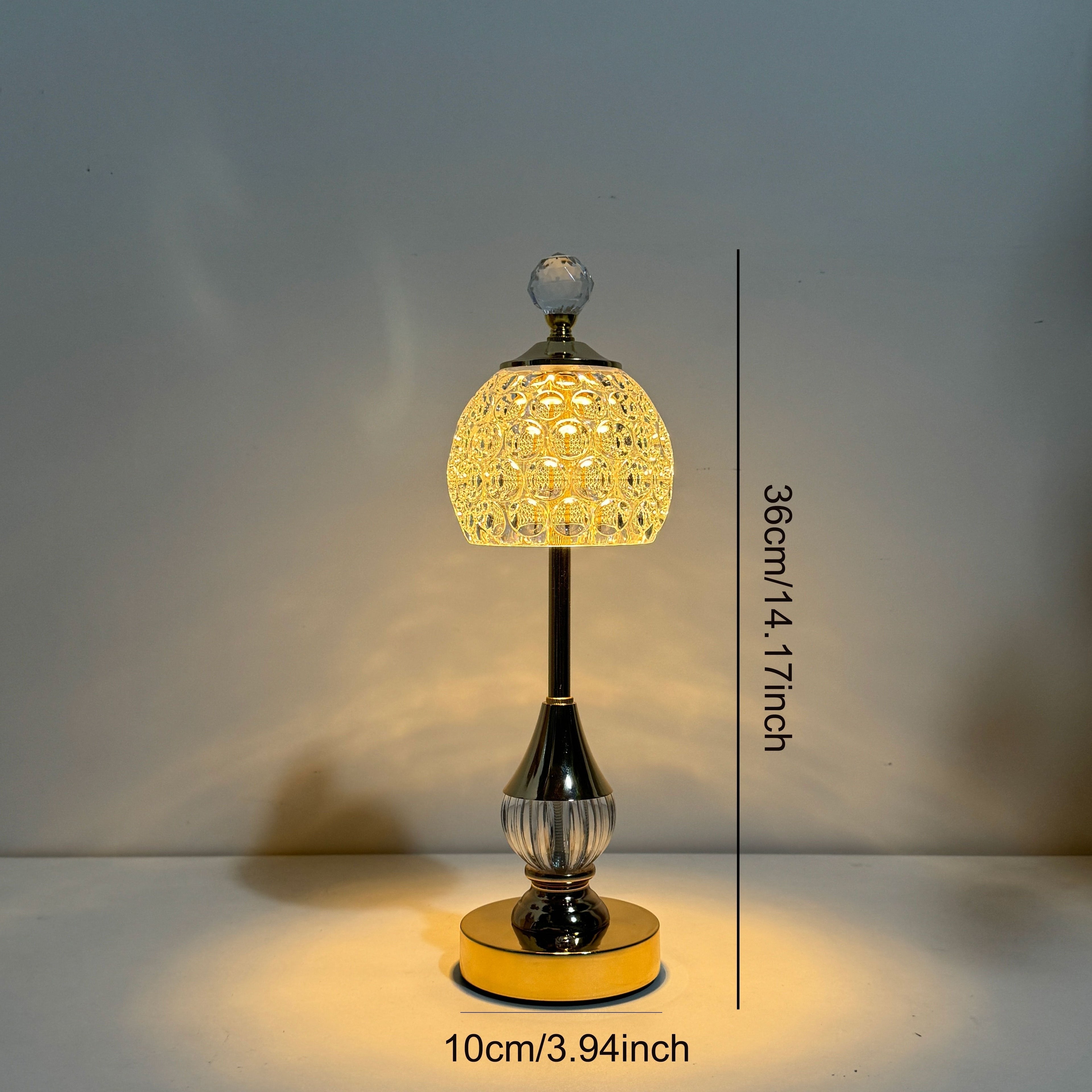 Kristall-Touch-Nachttischlampe mit wiederaufladbarem LED-Licht | Temsk