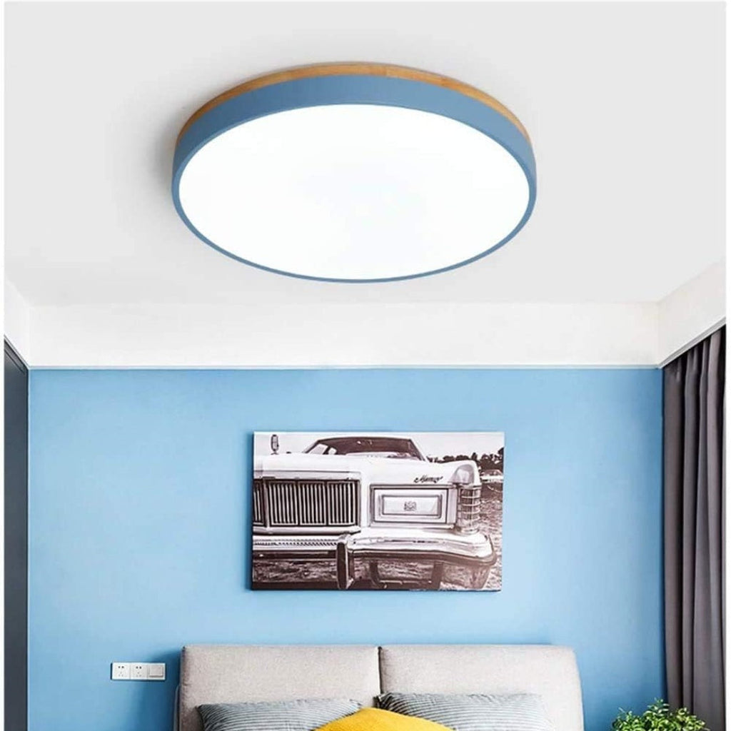 Round Wooden LED Ceiling Light With Acrylic, Dimmable Warm Glow, Scandinavian Style | Temsk