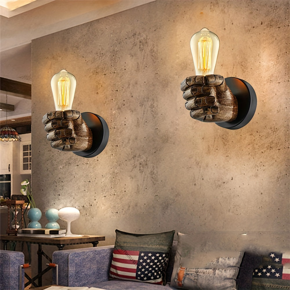 Resin Hand Shape Wall Light With E26 Base Industrial Style Fixture | Temsk