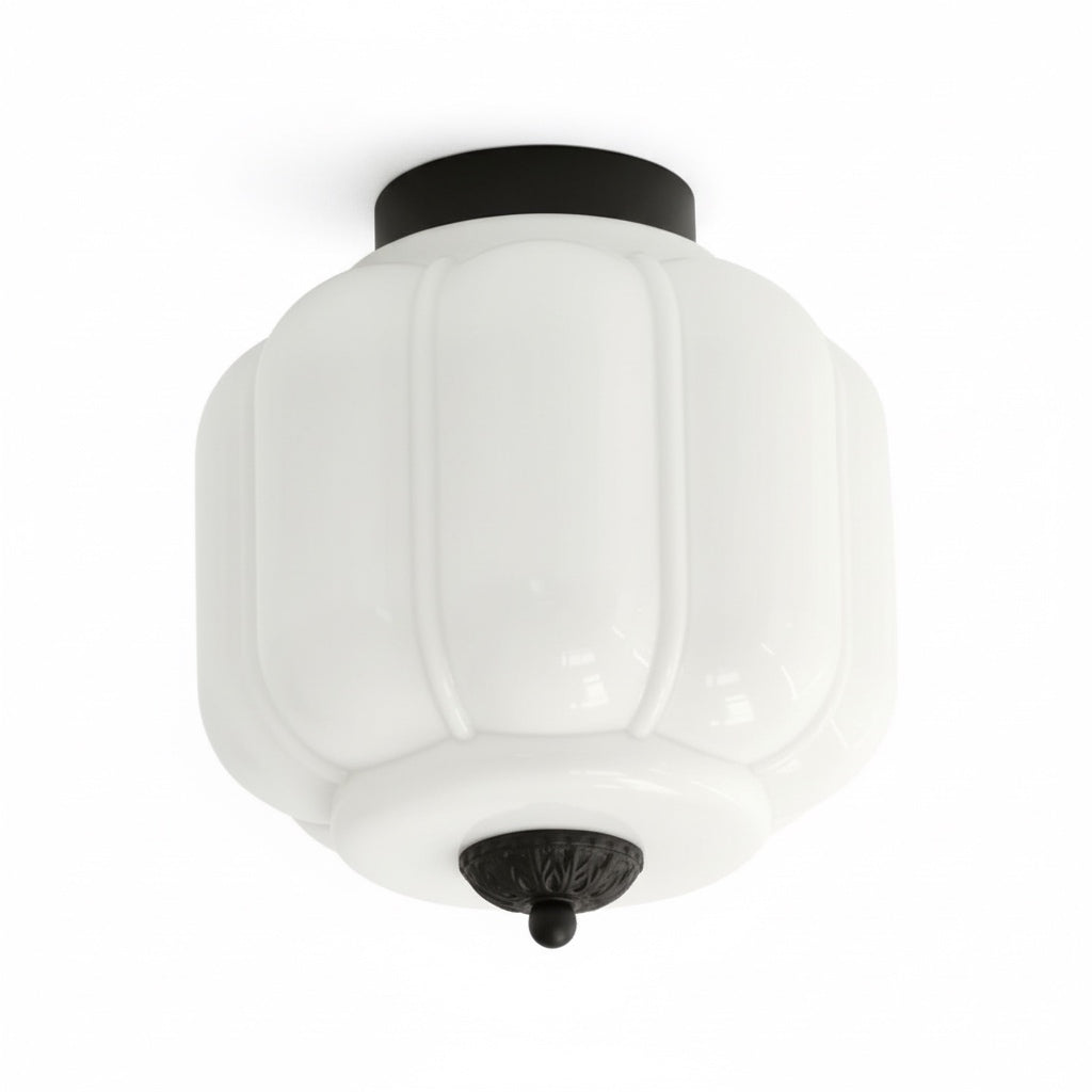 Milk Glass Ceiling Light With Glass Shade, Modern Flush Mount, Scandinavian Style | Temsk