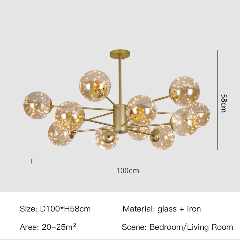 LumenVale Glass Sphere Chandelier For Timeless Living Areas | Temsk