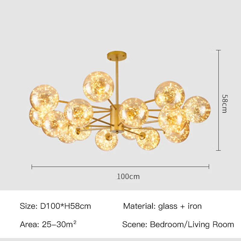 LumenVale Glass Sphere Chandelier For Timeless Living Areas | Temsk