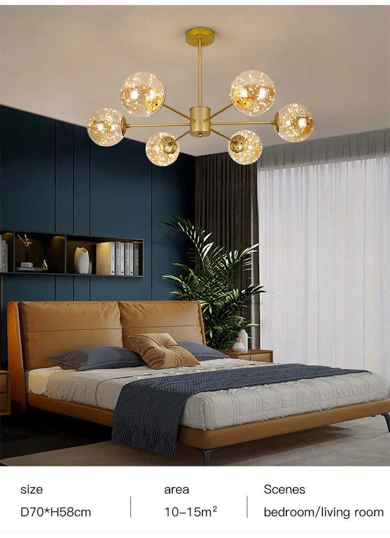 LumenVale Glass Sphere Chandelier For Timeless Living Areas | Temsk