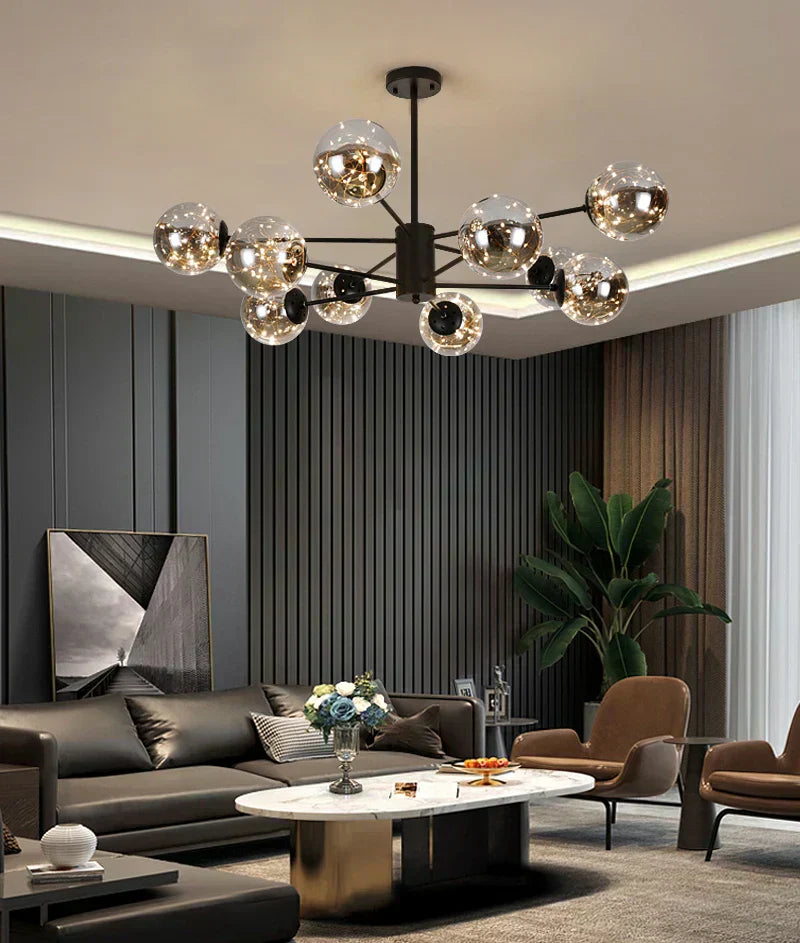 LumenVale Glass Sphere Chandelier For Timeless Living Areas | Temsk