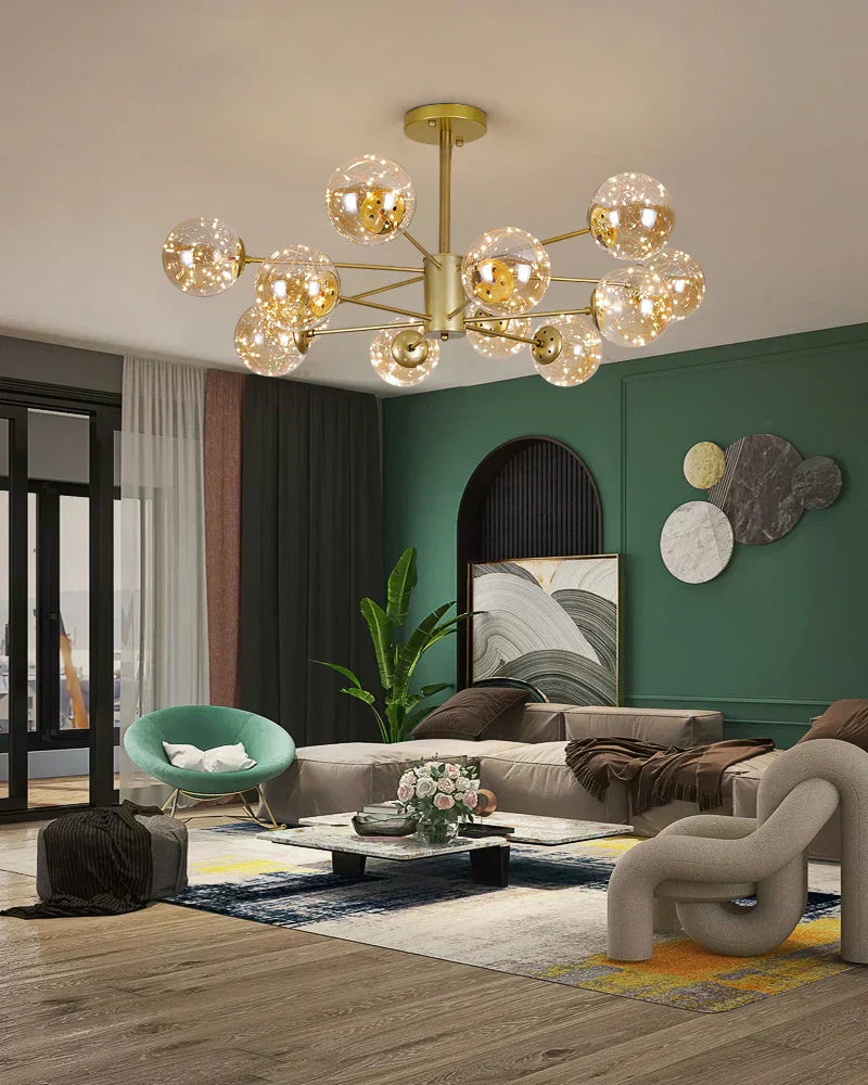 LumenVale Glass Sphere Chandelier For Timeless Living Areas | Temsk