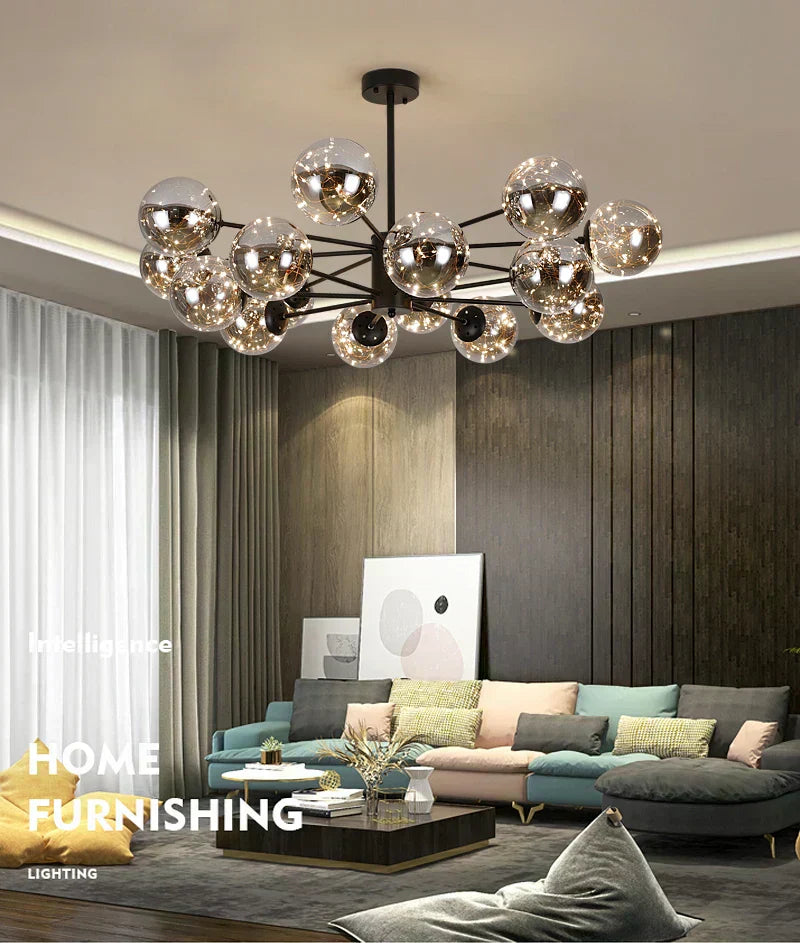 LumenVale Glass Sphere Chandelier For Timeless Living Areas | Temsk