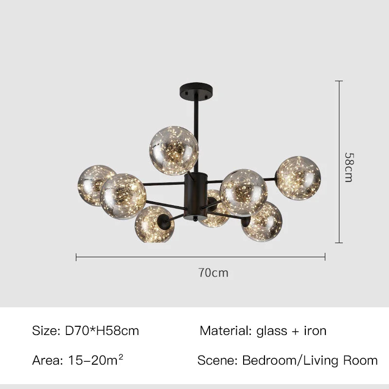 LumenVale Glass Sphere Chandelier For Timeless Living Areas | Temsk