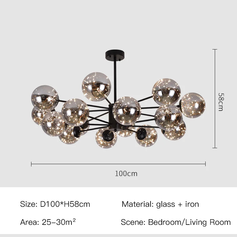 LumenVale Glass Sphere Chandelier For Timeless Living Areas | Temsk