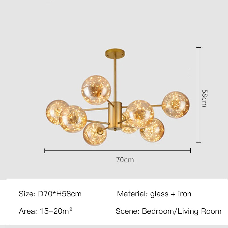 LumenVale Glass Sphere Chandelier For Timeless Living Areas | Temsk