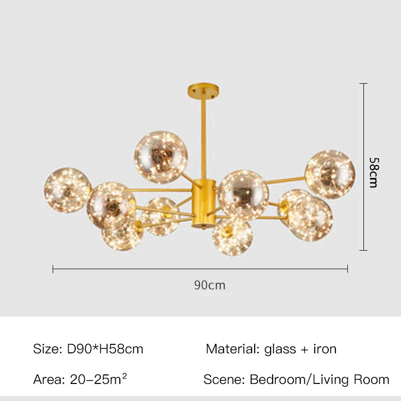 LumenVale Glass Sphere Chandelier For Timeless Living Areas | Temsk