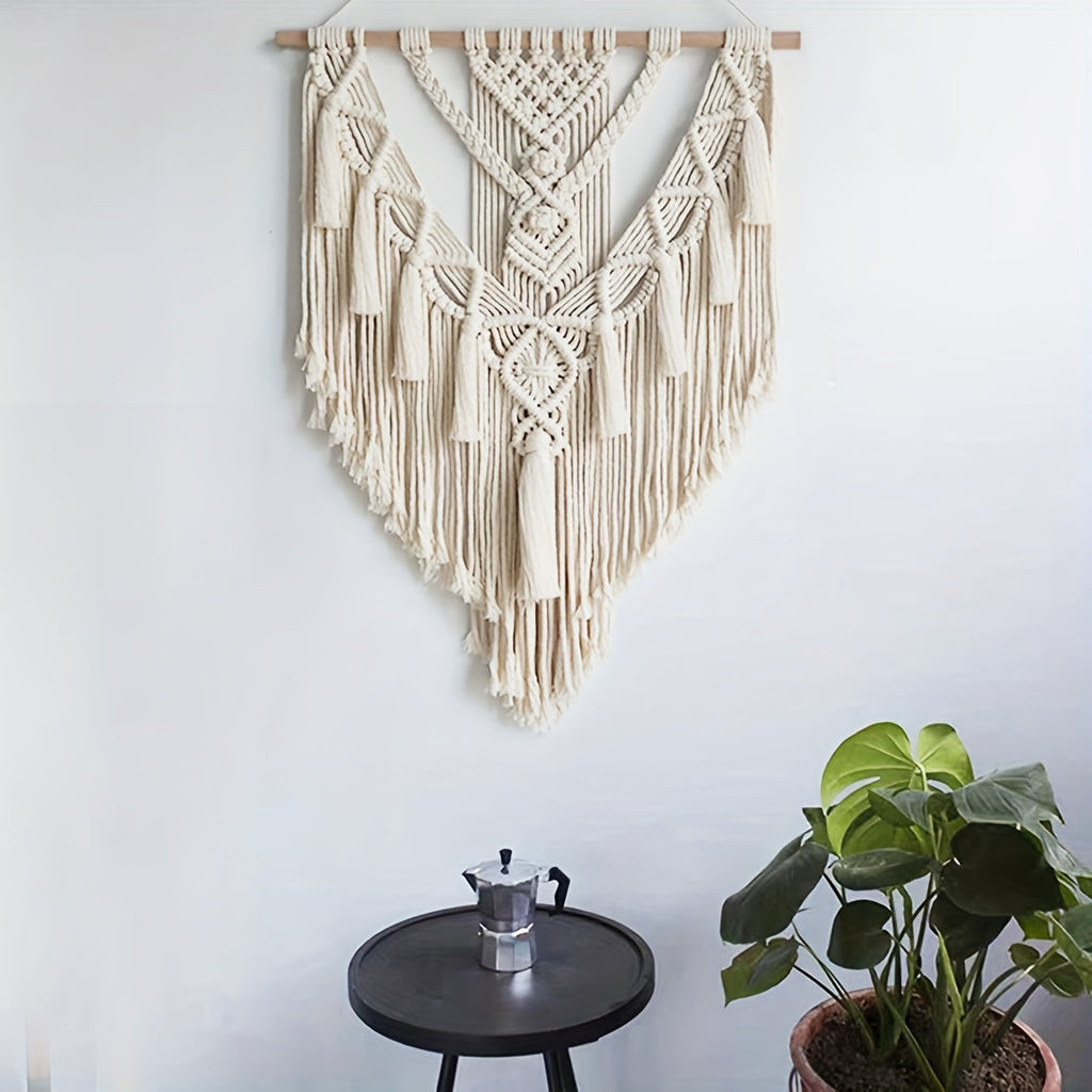 Bohemian Macrame Wall Hanging Handwoven Tapestry For Natural Home Decor | Temsk