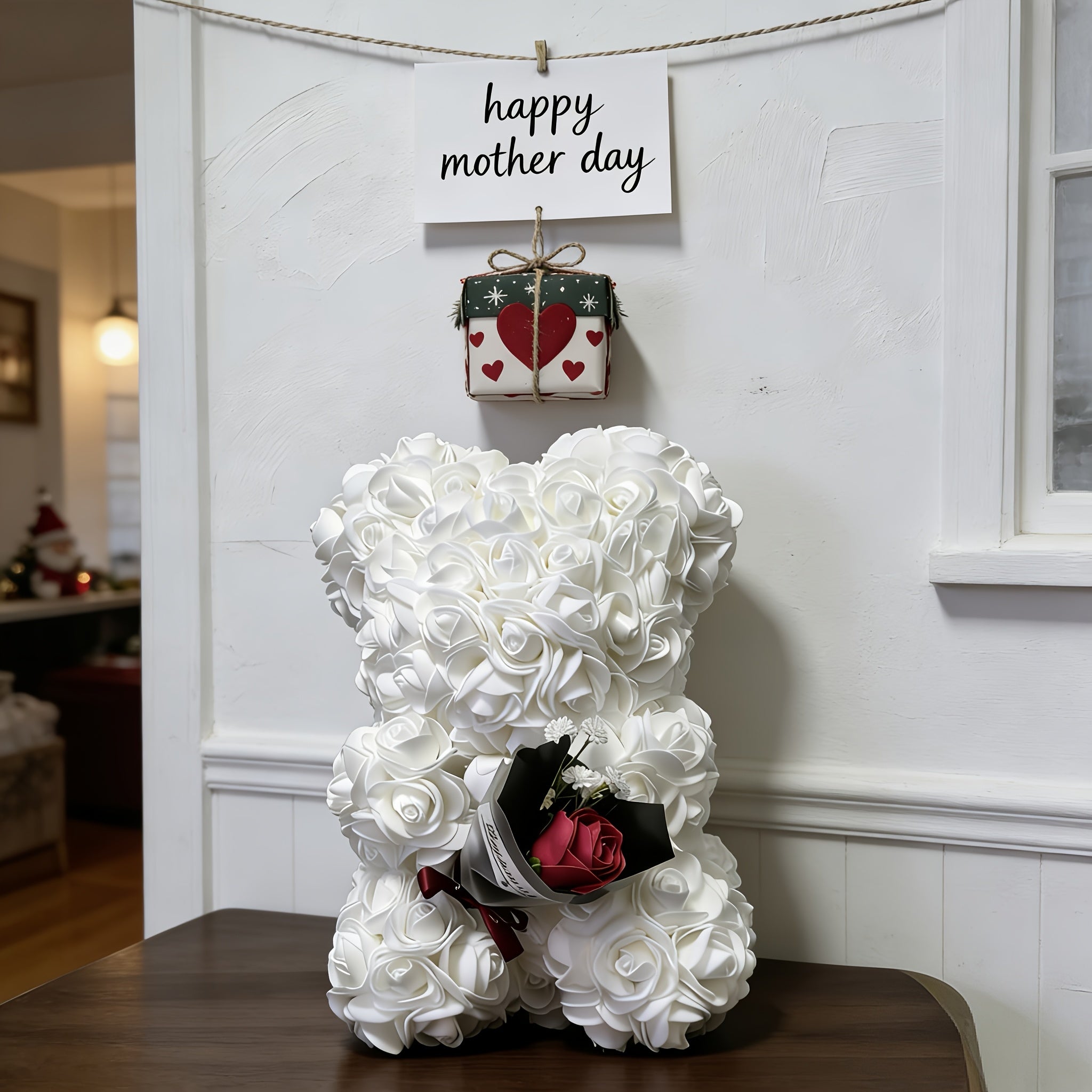Mother's Day Rose Bear Decor For Tabletop Keepsake | Temsk