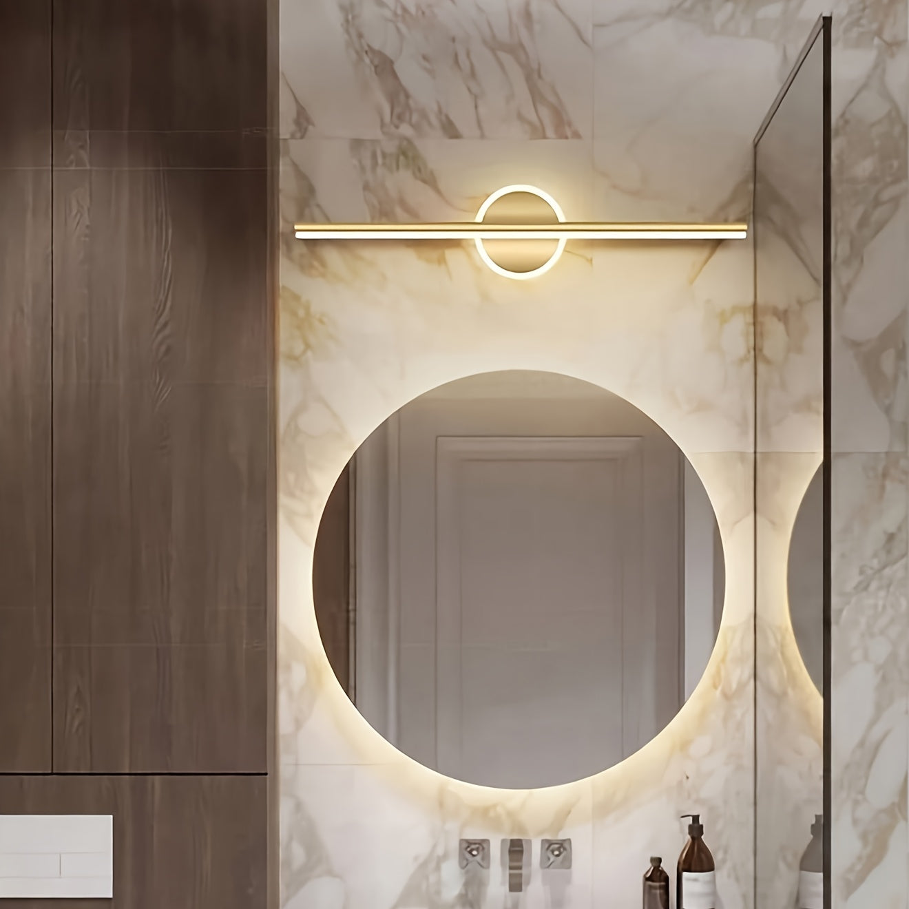 Luxe LED Spiegel-Wandlampe in Schwarz und Gold im minimalistischen Stil | Temsk