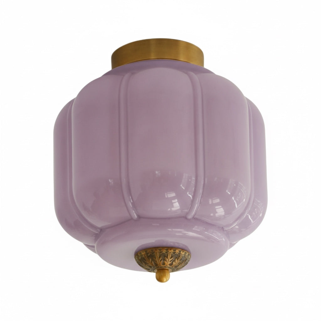 Milk Glass Ceiling Light With Glass Shade, Modern Flush Mount, Scandinavian Style | Temsk
