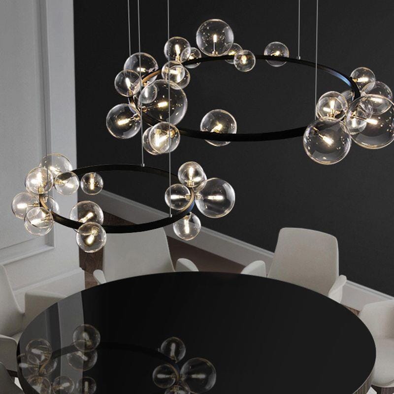 Elara Bubble Glass Chandelier Aluminum Frame Hand Blown Glass 90-260V LED Bulbs Included | Temsk
