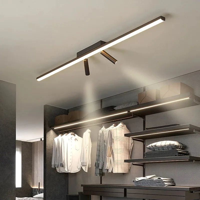 Černé lineární LED stropní světlo s nastavitelnými reflektory 80–100 cm | Temsk