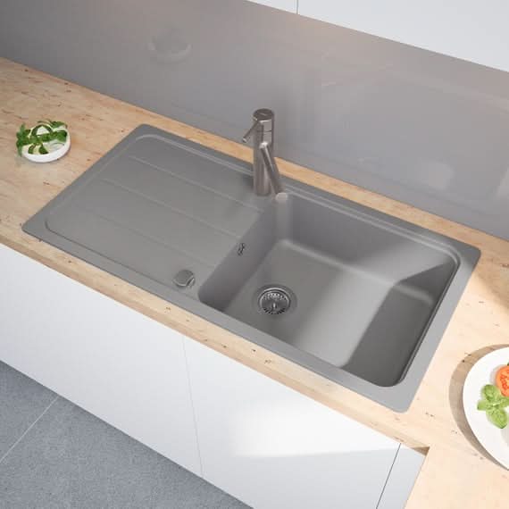 Linea 50 keramické umyvadlo v barvě fosilní šedé, elegantní a nadčasové pro každou koupelnu | Temsk