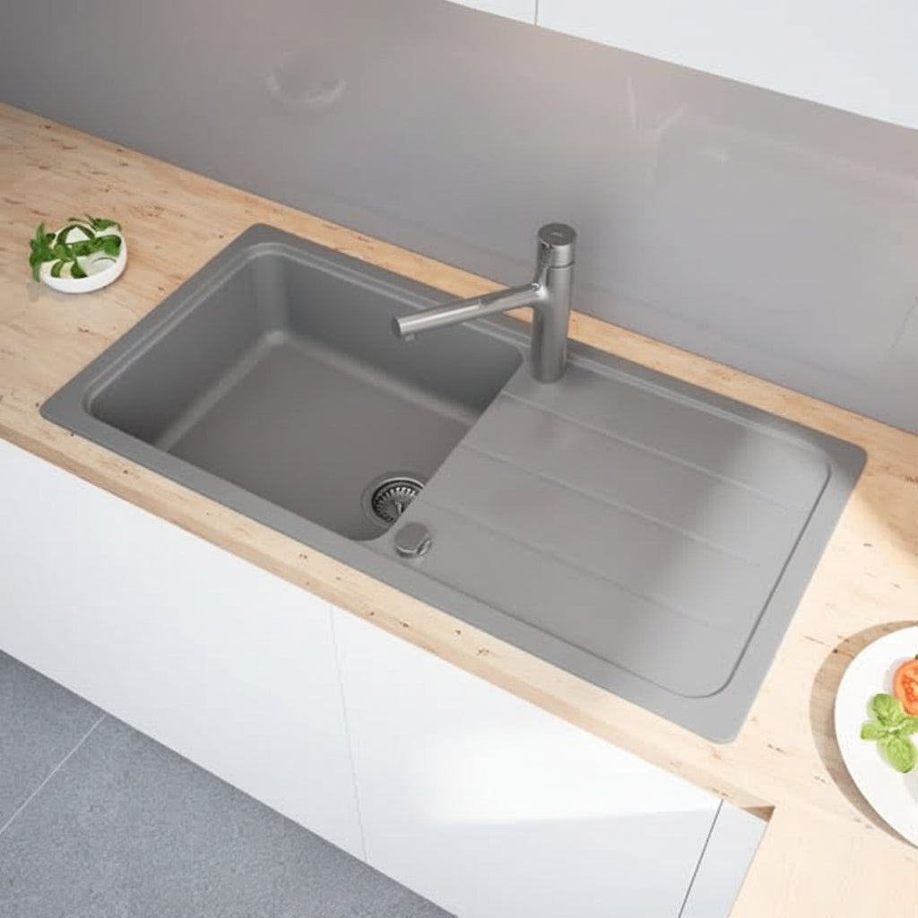 Linea 50 keramické umyvadlo v barvě fosilní šedé, elegantní a nadčasové pro každou koupelnu | Temsk