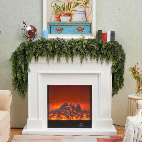 Art-Déco-Weihnachtsgirlande mit künstlichem Grün für Kaminsims und Treppe | Temsk