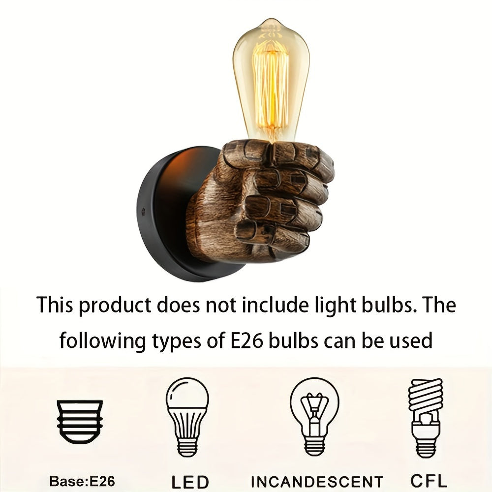 Resin Hand Shape Wall Light With E26 Base Industrial Style Fixture | Temsk