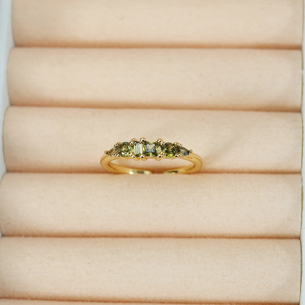 Mothers Day Stackable Gold Rings With Rhinestones In Boho Style | Temsk