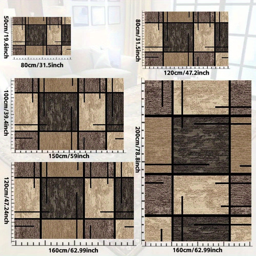 Eleganter geometrischer Teppich mit waschbarem, rutschfestem Rücken | Temsk