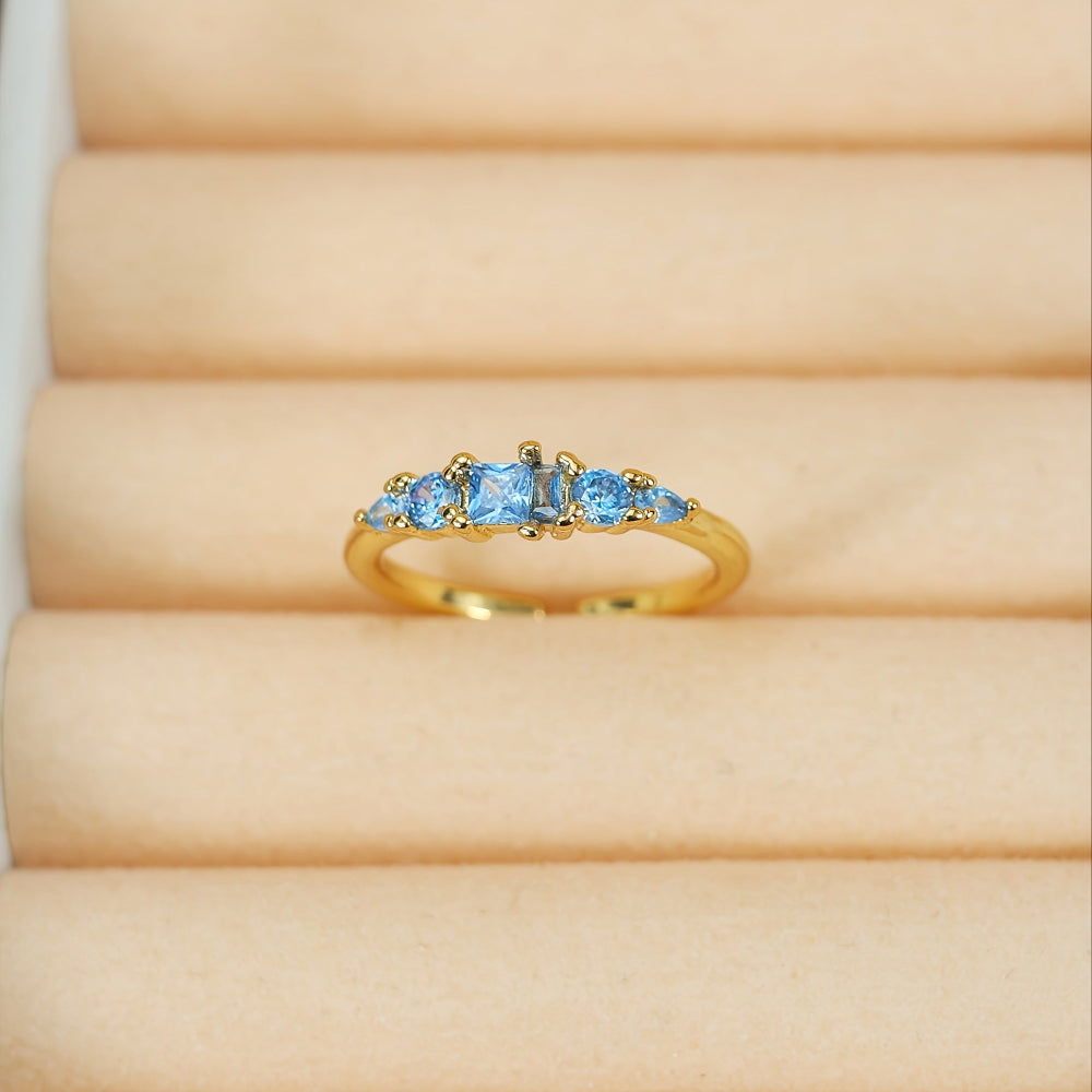 Mothers Day Stackable Gold Rings With Rhinestones In Boho Style | Temsk