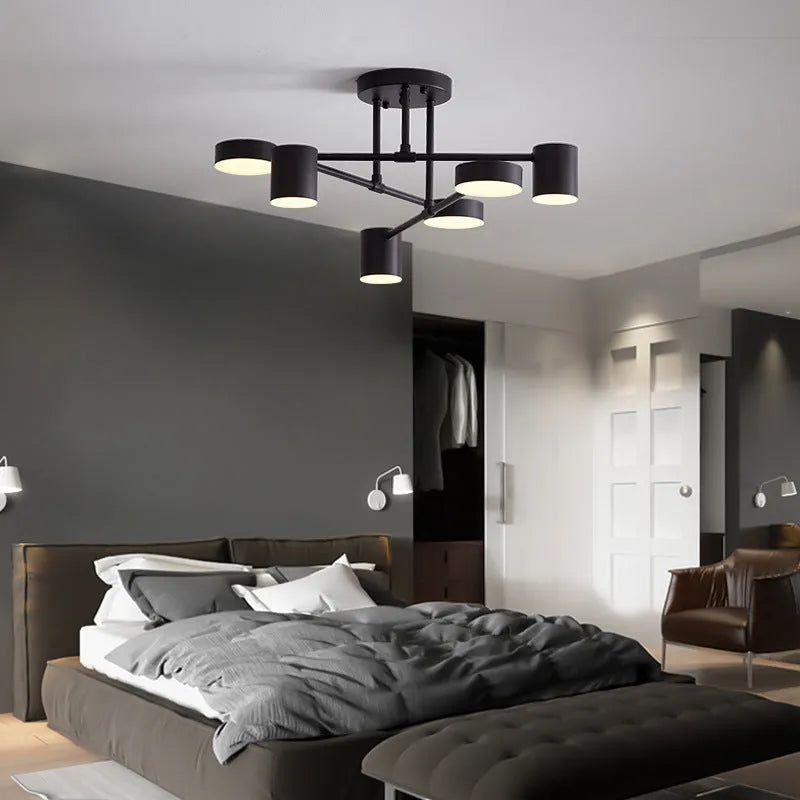 Six Light Adjustable LED Ceiling Lamp Black Modern Design | Temsk