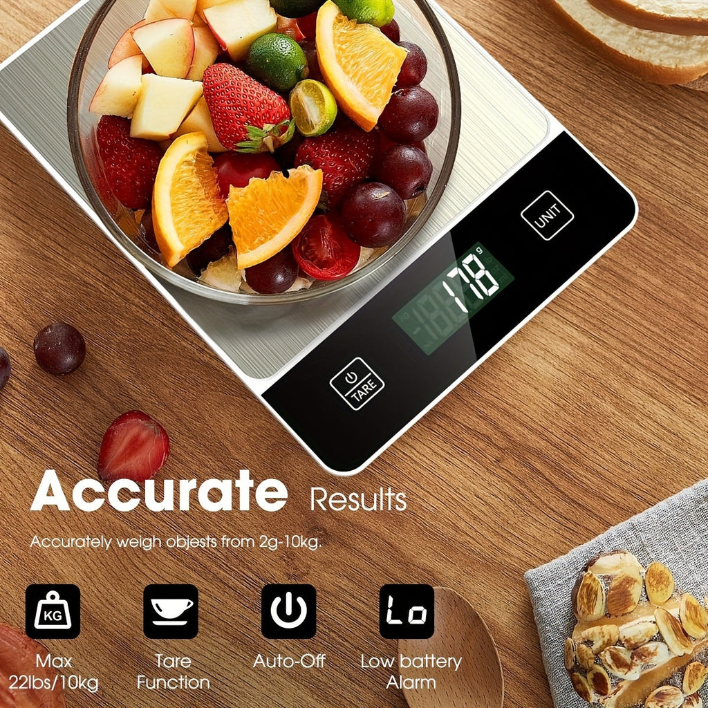 Digital Scale In Stainless Steel, 22 Lb Capacity For Precise Food Weighing | Temsk