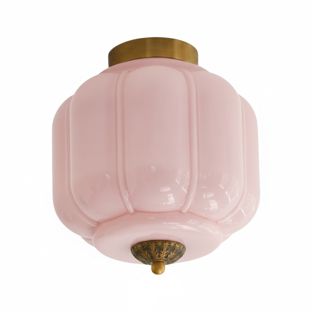 Milk Glass Ceiling Light With Glass Shade, Modern Flush Mount, Scandinavian Style | Temsk