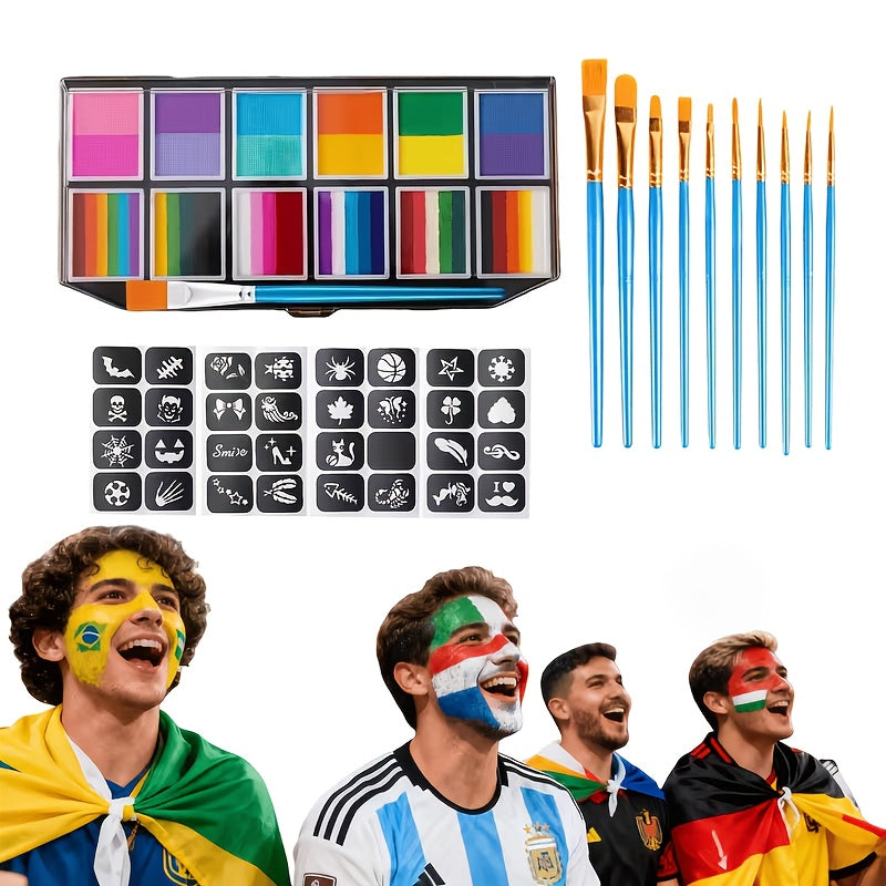 Neon Face Paint Set With Soccer Ball Theme For Festivals And Events | Temsk