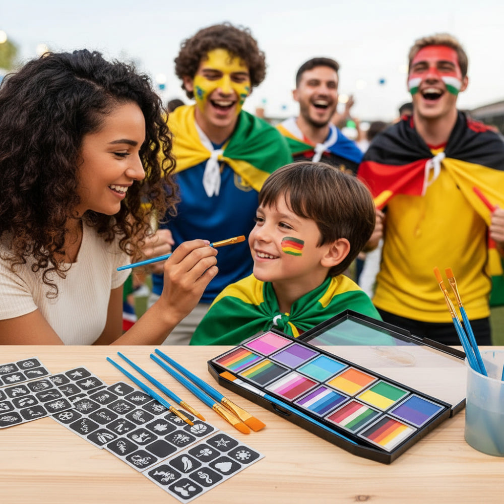 Neon Face Paint Set With Soccer Ball Theme For Festivals And Events | Temsk